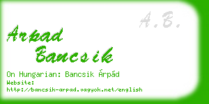 arpad bancsik business card
