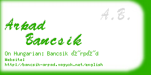 arpad bancsik business card